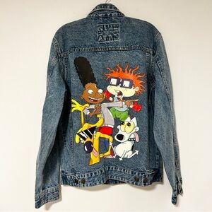 Members Only Nickelodeon Denim Jacket Mens Medium Acid Wash 90s Nicktoons 50101‎